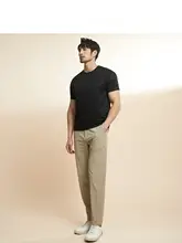 ZINGCHEN メンズシルクTシャツ【弾力・抗変形・短袖・白・ラウンドネック】