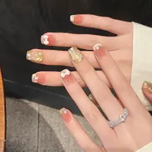 手作りの爪飾り【春夏向け・カラフルフラワー・ガラスビーズ・キャットアイデザイン】