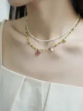 QIANTAO オリジナル アートオイルペイントパールネックレス 重ね付け用 レディースブレスレット チョーカー プレゼント