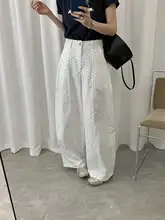 高級感漂う白いドット柄バルーンパンツ【夏用・ハイウエスト・レディース・ワイド丈】
