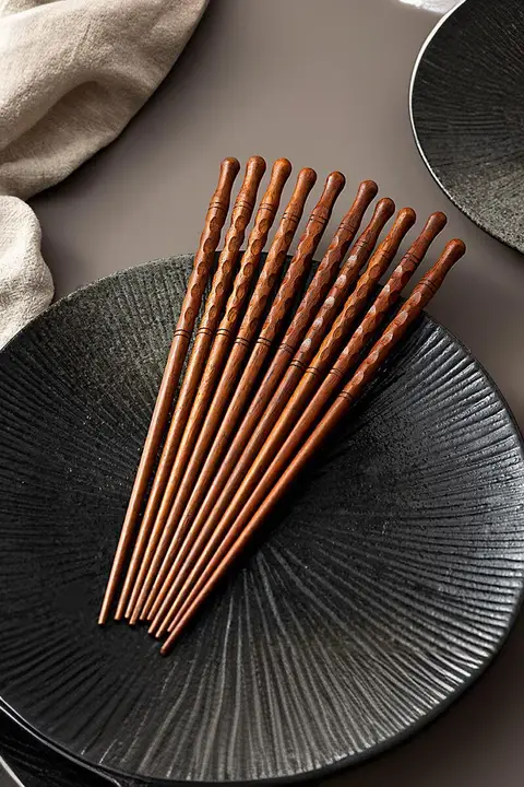 onlycook 鉄木製箸【高級感のある滑り止め・家庭用・1人分セット】