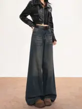 廃土風ヴィンテージウォッシュ直筒デニムパンツ【フィット・ワイドレッグ】