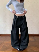 美式復古ストライププリーツバトルパンツ【クリーンフィット・したシルエット】