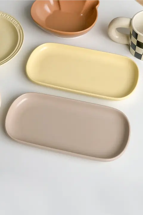 角丸長方形プレート 魚皿 朝食皿 寿司皿 家庭用皿 陶器 食器