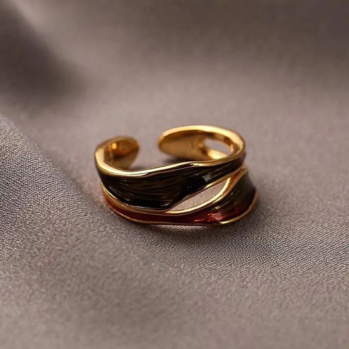 シンプルなデザインのオープンリング【滴油デザイン・女性用・高級感】