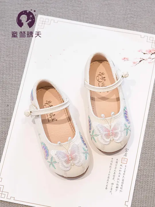 女の子用 漢服スタイル刺繍シューズ【夏季・馬面スカート対応・古風デザイン】