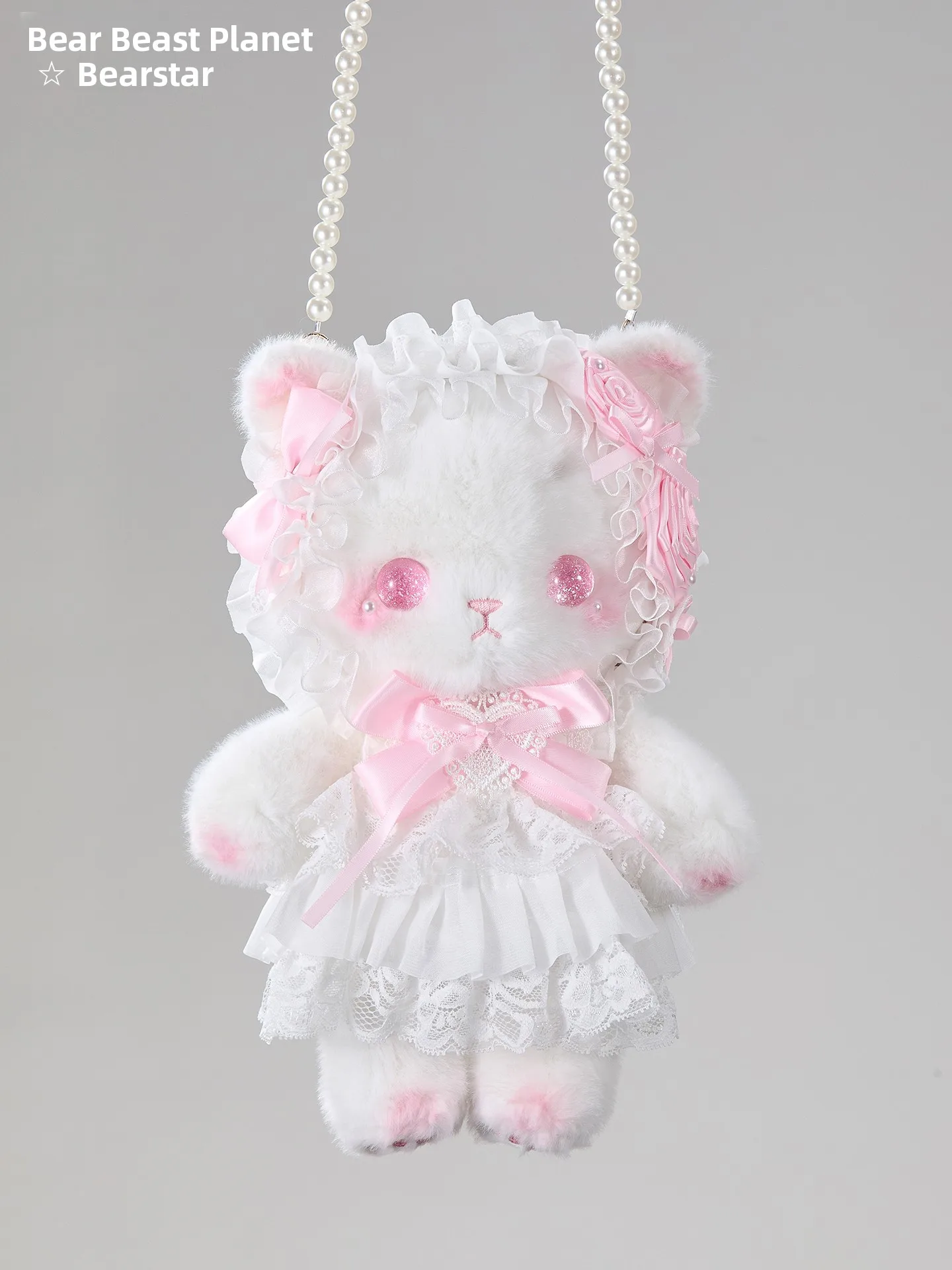 猫デザインのピンク色ハンドメイドぬいぐるみバッグ：斜め掛け・ショルダーに最適な女性向け雑貨