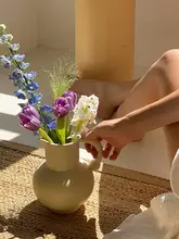 フランス風 ハンドル付き陶器花瓶【ミルクポット形状・インテリア装飾用】