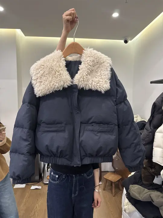 大毛皮付き白鹅绒ダウンジャケット【レディース・ゆったり・カジュアル・保温性】