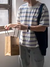 Tシャツ レディース 半袖 先染め 細ストライプ クルーネック 胸ポケット ヴィンテージ 夏