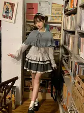 春用小披肩とストライプブラウス、スカートの三点セット（セットアップ対応）