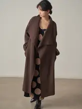 フリルカラーのロングカーディガン【厚手ニット・秋冬用・女性用】