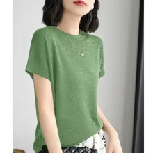 夏用のゆったりとしたクルーネック短袖Tシャツ【薄手・莱赛尔天丝・星空模様】