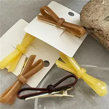 エレガントなアセテートリボンヘアクリップ【サイドバング・カエルクリップ・韓国スタイル】