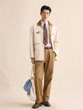 高腰のツータックチノパンツ【メンズ・カジュアル・厚手】