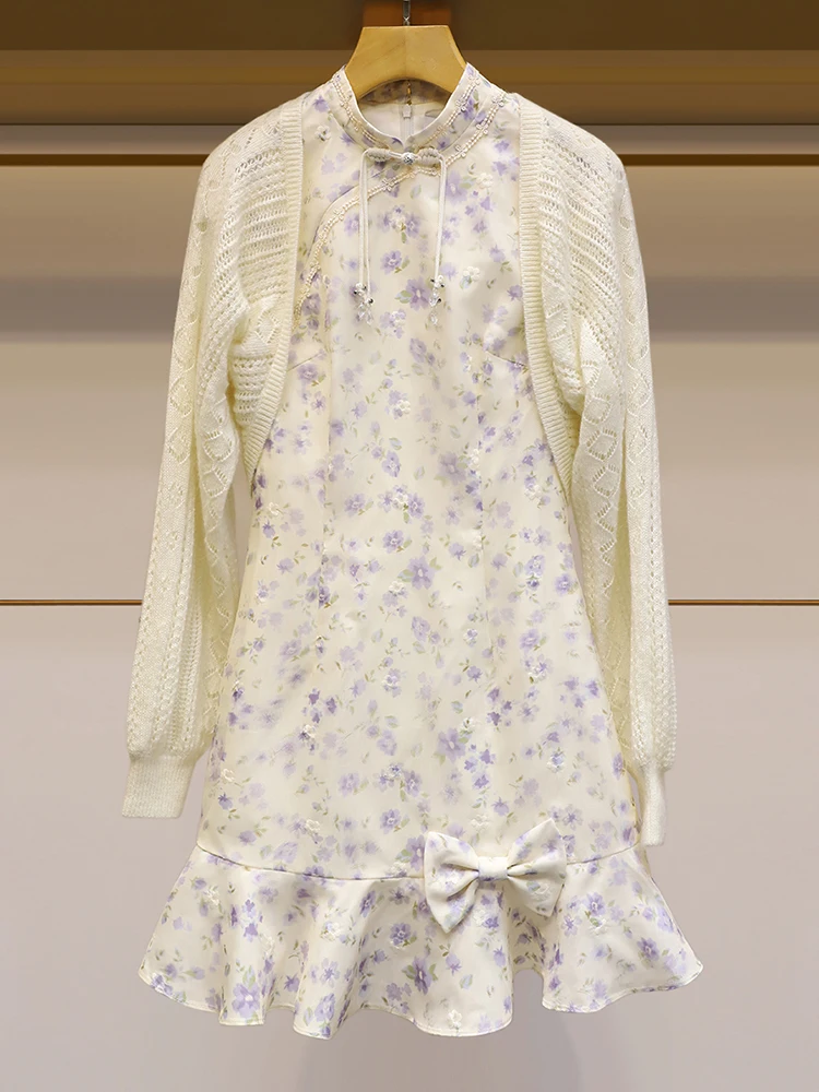 イエベ春 服はどう選ぶ？フラワープリントのニットカーディガンと旗袍風ワンピースが解決する通勤の悩み