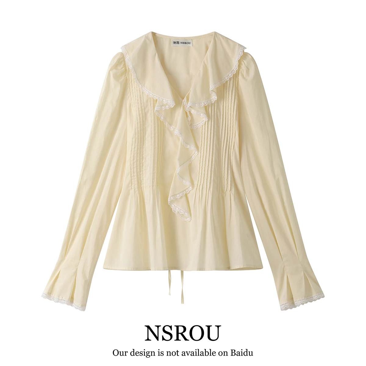 襟袖フリルブラウスのデザインと実用性：NSROUの春夏新作Vネック長袖モデル