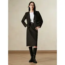 モダンなチェック柄のウールコート【秋冬用・レディース】