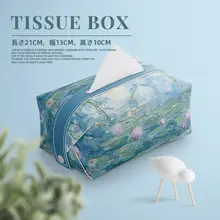 モネ風オイルペイント調レザー製ティッシュボックス【クリエイティブ・リビング・オフィス用】