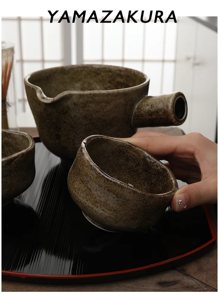 日本唐津焼き 抹茶碗＆茶器【侘寂風デザイン・ダイニング用】（セットアップ対応）