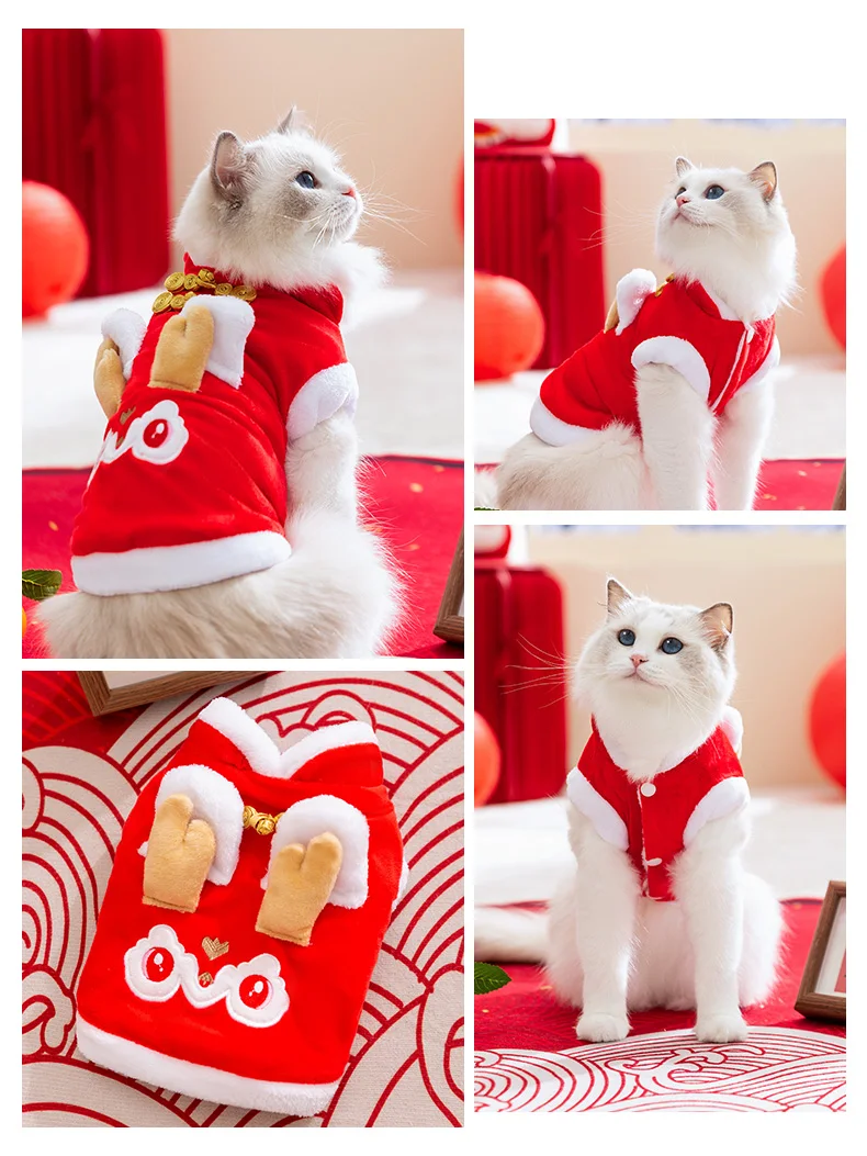 秋冬用コットン製猫服：厚手保温設計で子猫から成猫まで対応
