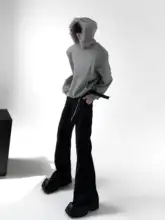 高級感漂うブラックウエストゴムの微喇叭パンツ【ストレッチ・メンズ】