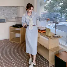 デニムシャツワンピース レディース レースケープ付き ロング丈 フレンチ風 きれいめ 上品 着痩せ 秋