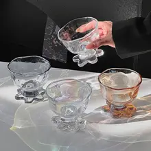 花柄アイスクリームカップ【創意的デザイン・ガラス製・デザート用】