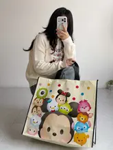かわいいカートゥーンデザインの大容量防水編みバッグ【エコバッグ・ショッピング用・肩掛けタイプ】