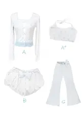 小天使デザインのガーディガンと花柄ショートパンツ【女の子用・カジュアルスタイル】（セットアップ対応）