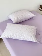 枕カバー 綿100% 紫 小花柄 肌触り良い