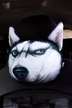 ハスキー犬デザインの車用頭部枕【カートゥーン・かわいい・クッション2個セット】