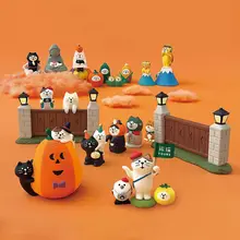 猫デザインのハロウィンミニチュアシーンディスプレイ【南瓜・幽霊・デスク飾り】