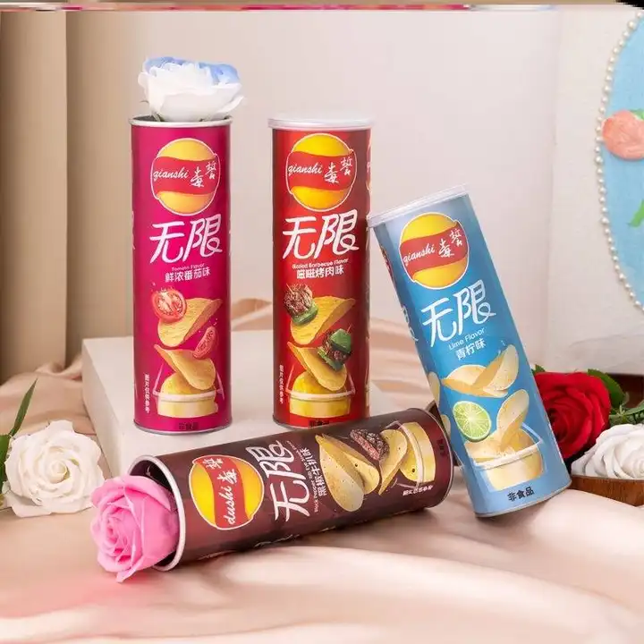 薔薇の花が飾られたポテトチップスボックス【癒し系ギフト・彼女へのサプライズ】