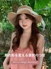 天然素材の夏用広つば麦わら帽子【ビーチ・可愛いデザイン・編み込みスタイル】
