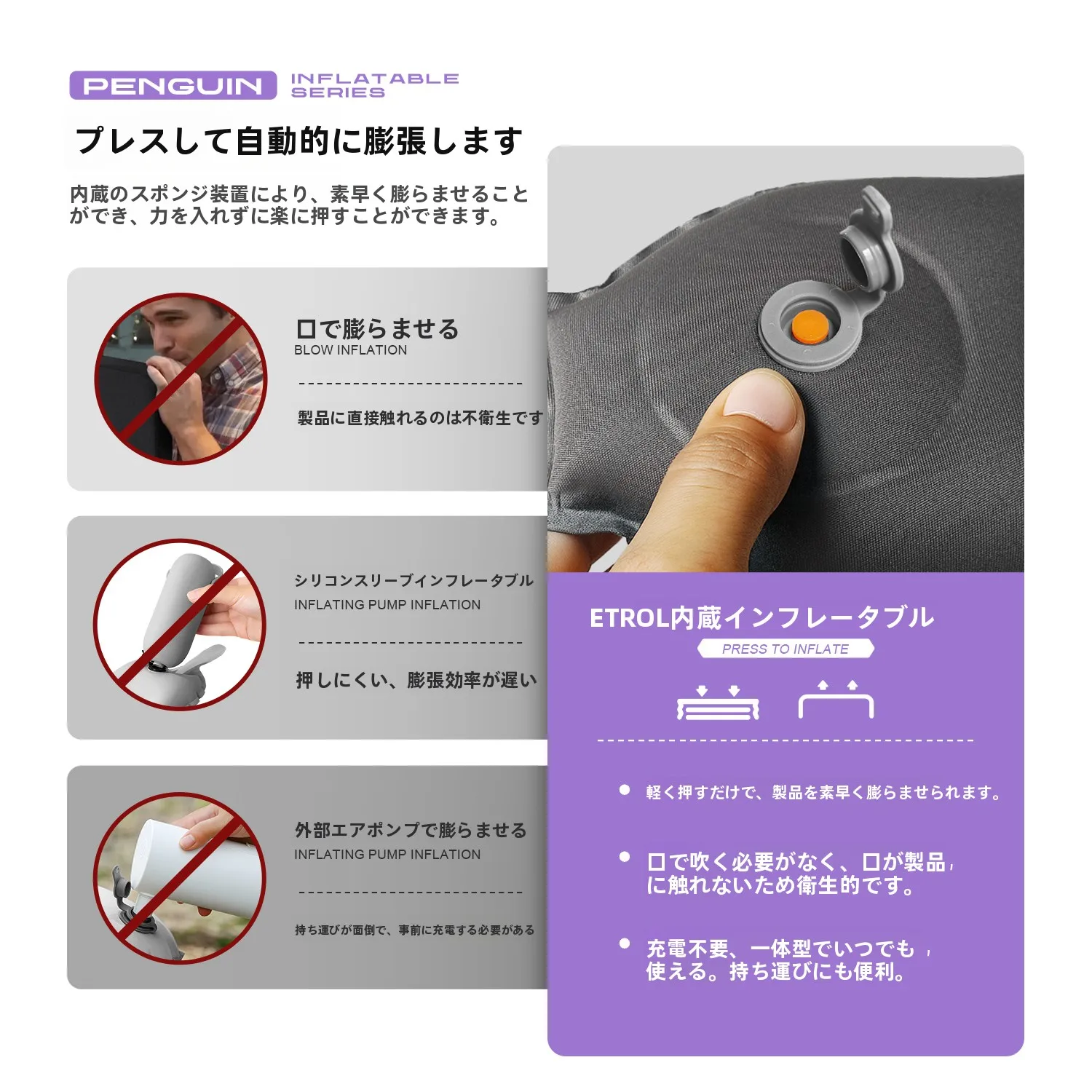 ETROL' U字抱き枕：圧力調整可能な膨脹式ネックピローの使い方と効果