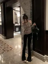 スタイルアップ効果抜群！ブラックフレアパンツ【スリムフィット・厚手生地】