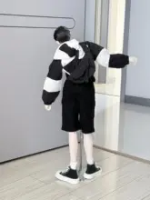 ブラック系のレースアップショートパンツ【ポケット付き・カジュアルデザイン】