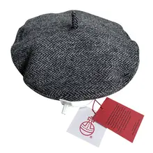 秋冬用 ハリスツイード 100%ウール ベレー帽【エレガントなハウンドトゥースデザイン・女性用】