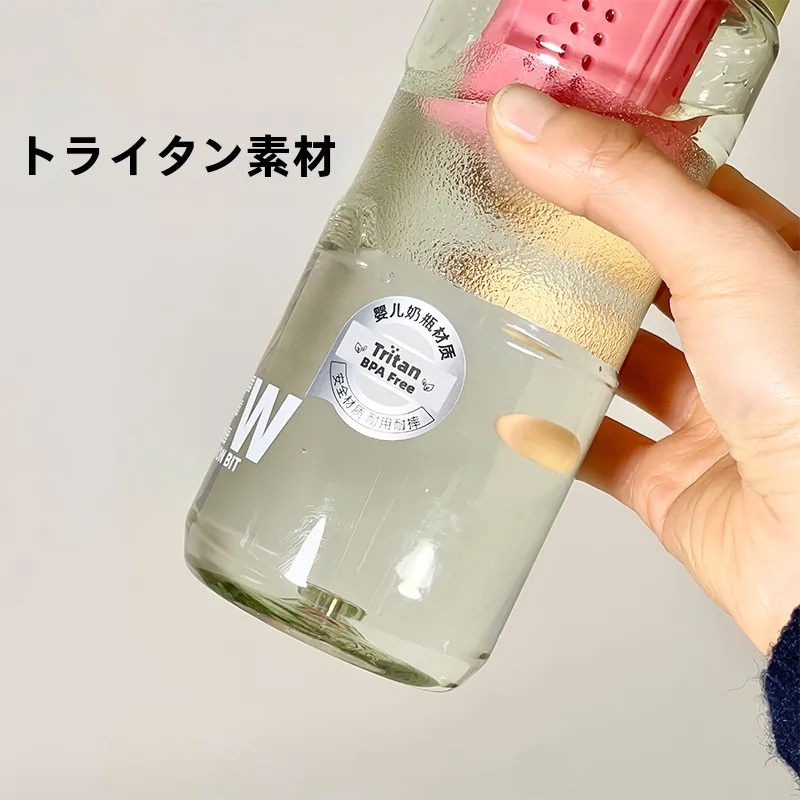 ストロー付き水筒 大人向け 680ml トライタン製 携帯便利な透明水筒