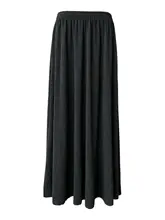 深灰色の糯米素材半身スカート【秋用・Aライン・体型カバー・カジュアル・フレア】