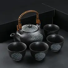 美濃焼 海波模様 ティーポットとカップ4個セット【天目釉・油滴工芸・ギフトボックス入り】（セットアップ対応）