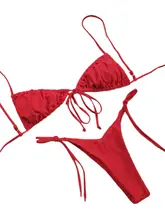 赤のビキニ水着【セクシー・バンド付き・リゾートスタイル・温泉用】