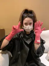 羊毛混紡の秋冬用指なしタッチスクリーン対応ニット手袋【長めのデザイン】