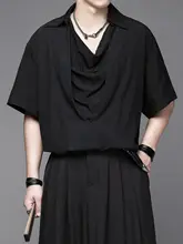 夏用カジュアルTシャツ【重ね襟・ゆったりフィット・個性的デザイン】