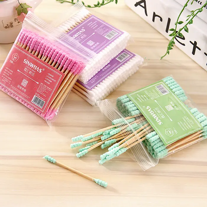 使い捨てダブルヘッドコットン棒【尖った先端・耳掃除・アイメイク用・家用】
