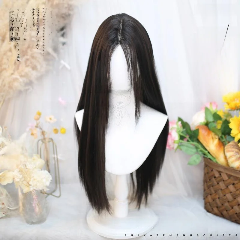 コスプレ用アニメ風ロングウィッグ：リアルなレース前髪でオフィスヘアを簡単に実現