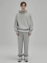 セットアップ パーカー ジョガーパンツ ユニセックス 光沢糸 厚板プリントロゴ ベーシックシルエット ストレート オールシーズン「NANS」
