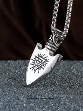 北欧風バイキングの護符デザイン タイタンスチールペンダント【パンクスタイル・シールドネックレス】