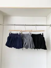 リボン付きグレーのフラワーバルーンスカート【低腰・秋用・可愛いデザイン】（セットアップ対応）
